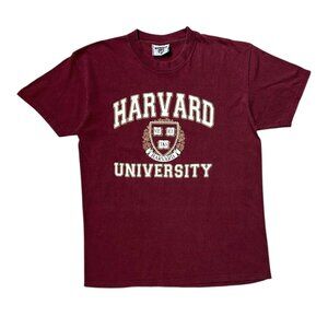 90s Vintage Harvard University T-shirt Burgundy Lee Tag Large College Academia.